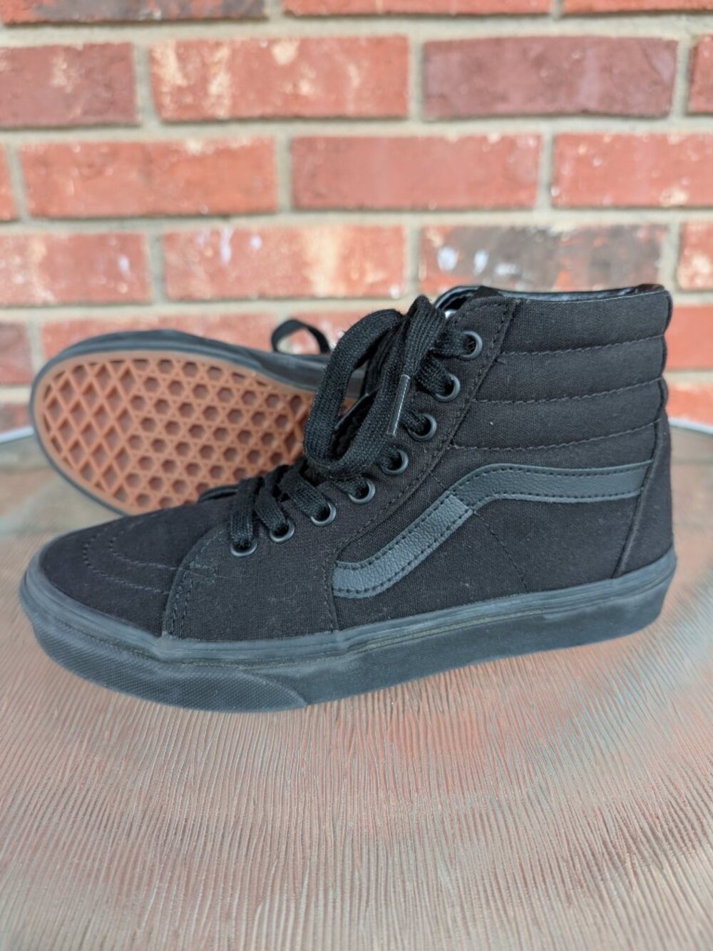 Mens 5.5 Women's 7 VANS Black High Top Sneakers Shoes